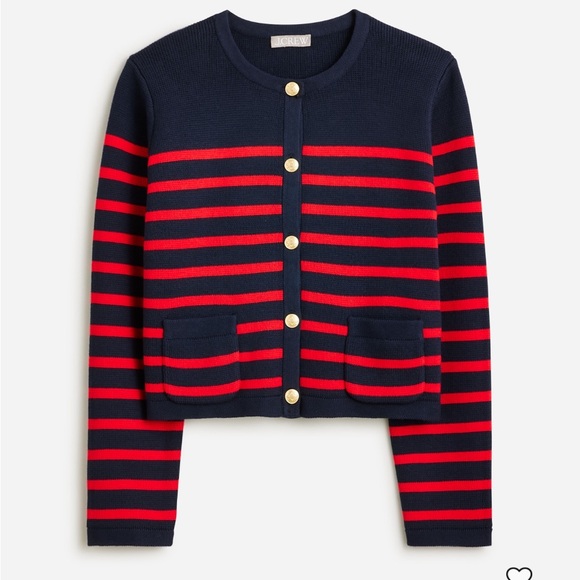 J. Crew Sweaters - J. Crew Navy and Red Striped Women's Cardigan